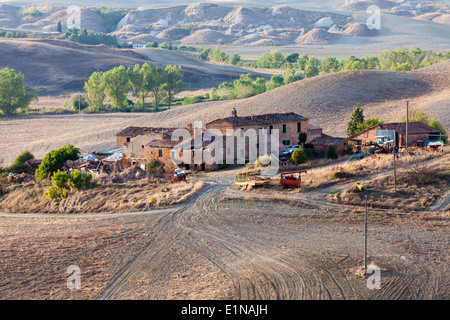 Landschaft im Gebiet zwischen Siena und Asciano, Crete Senesi, Provinz Siena, Toskana, Italien Stockfoto