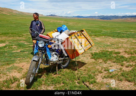 Mongolei, Provinz Zavkhan, Nomaden Camp, Abbau des Lagers, Transhumanz Stockfoto