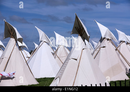 Tipi-Dorf. Glastonbury Festival 2013 Stockfoto