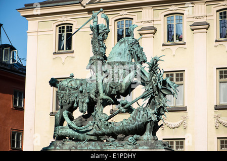 St. George und der Drachenstatue, Storkyrkan, Stockholm Stockfoto