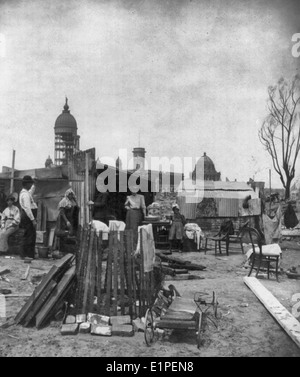 Provisorische Zuflucht in der Nähe der Ruinen von San Francisco City Hall nach dem Erdbeben und Feuer, April 1906 Stockfoto