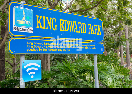 Brisbane Australia CBD, King Edward Park, Schild, AU140314029 Stockfoto