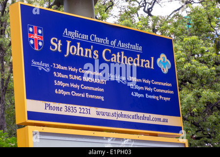 Brisbane Australien CBD, Ann Street, Anglican Church, St. John's Cathedral, Schild, AU140314044 Stockfoto