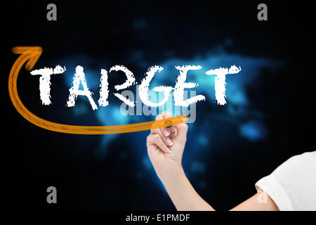 Geschäftsfrau, die Schreiben des Wort Ziels Stockfoto