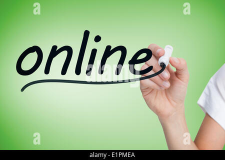 Geschäftsfrau, die Schreiben des Wortes online Stockfoto