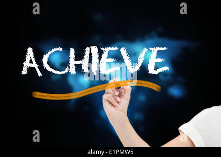 Schreiben des Wortes Geschäftsfrau erreichen Stockfoto