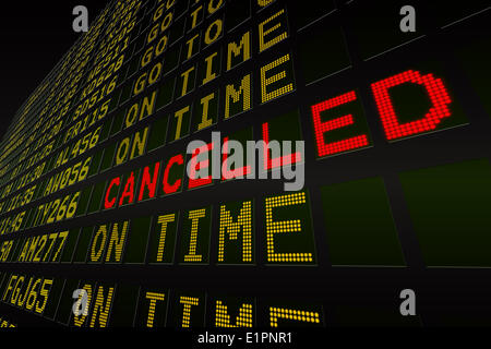 Schwarzen Flughafen Anzeigentafel Stockfoto