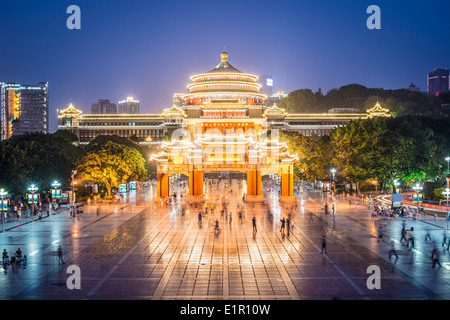 Chongqing, China im großen Saal des Menschen und des Menschen Platz. Stockfoto