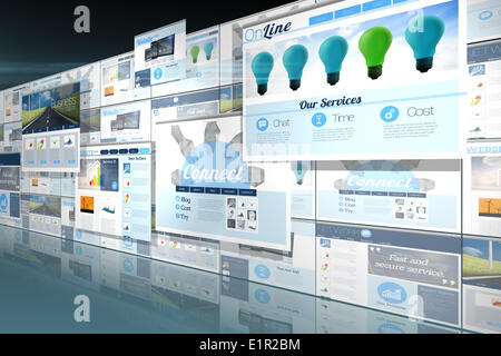 Bildschirm-Collage zeigt Business Werbung Stockfoto