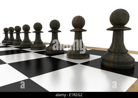 Schwarzen Schach Schachfiguren an Bord Stockfoto