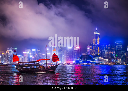 Hong Kong, China im Victoria Hafen. Stockfoto