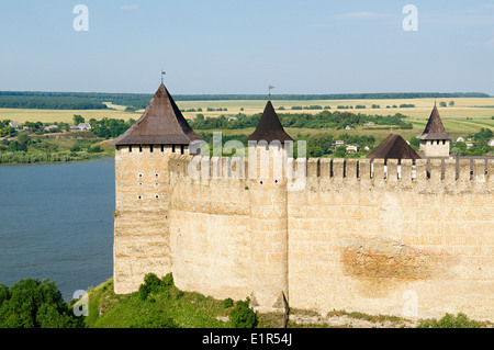 Ukraine, Chernivtsi Oblast Provinz, Fort von Chotiner. Stockfoto