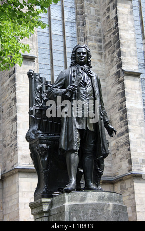 Statue Johann Sebastian Bach Thomaskirche Leipzig. Stockfoto