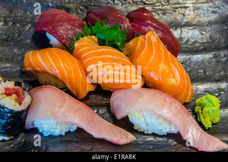 Mix-Sushi-Platte, Kyoto, Japan Stockfoto
