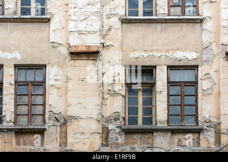 Verlassene Gebäude Fassade nahe Details Stockfoto