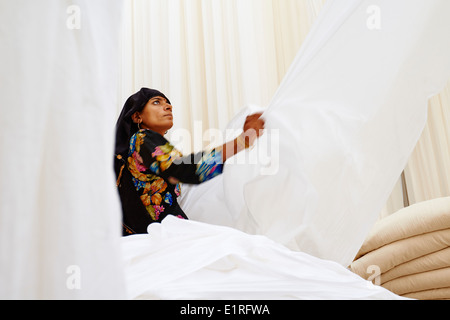 Indien, Rajasthan, Sari Textilfabrik Stockfoto