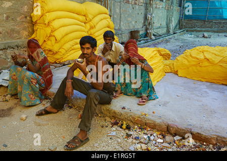 Indien, Rajasthan, Sari Textilfabrik Stockfoto