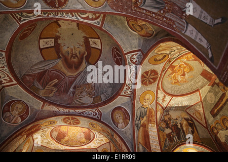 Alte christliche Fresko in eine versteckte Felsenkirche in Kappadokien, Türkei Stockfoto