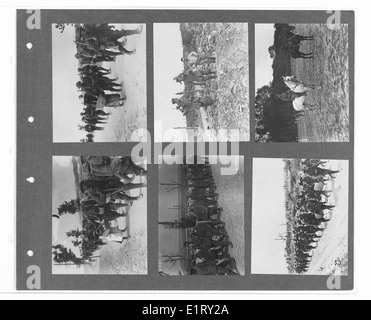 Dieses Bild aus dem Canadian war Memorials Fund zeigt Fotos von Soldaten verschiedener Regimenter wie dem 15. Sikhs, Gurkhas und Garhwalis, die während des Ersten Weltkriegs ausgezeichnet wurden. Stockfoto