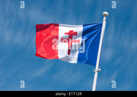 französische Flagge des freien Frankreichs, Juno Beach, Normandie, Frankreich Stockfoto