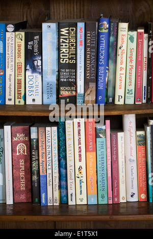 Bücher auf einem Regal. Stockfoto