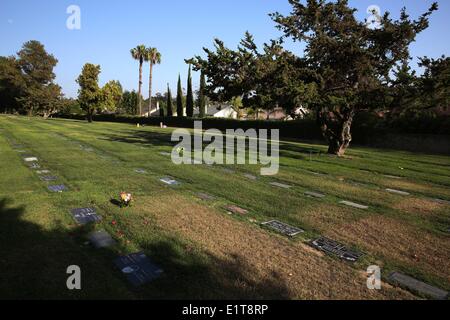 Lake Forest, Kalifornien, USA. 9. Juni 2014. Welke Blumen an der Grabstätte von Nicole Brown Simpson auf dem Aufstieg Friedhof in Lake Forest, Kalifornien, 20 Jahre nach ihrer Ermordung. Um 12:10 Uhr am 13. Juni 1994 waren Nicole Brown Simpson und Ronald Goldman außerhalb Browns Bundy Drive Eigentumswohnung im Bereich Brentwood von Los Angeles ermordet aufgefunden. Verdacht konzentrierte sich schnell auf ihrem früheren Ehemann, US-amerikanischer Football-Spieler O. J. Simpson, wer hatte Nicole in der Vergangenheit geschlagen und hatte kein Alibi. Bildnachweis: ZUMA Press, Inc./Alamy Live-Nachrichten Stockfoto