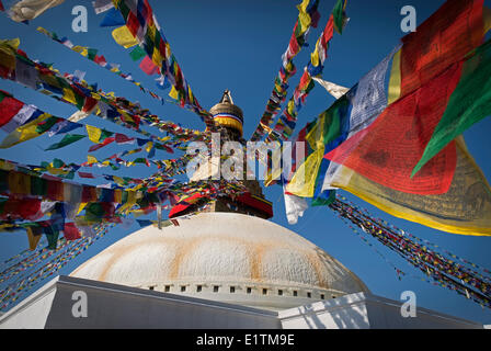 Boudhanath, ist eine der heiligsten buddhistischen Stätten in Kathmandu, Nepal Stockfoto