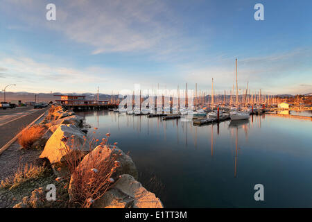 Comox Seehafen an der ersten Ampel. Comox, Comox Valley, Vancouver Island, British Columbia, Kanada. Stockfoto