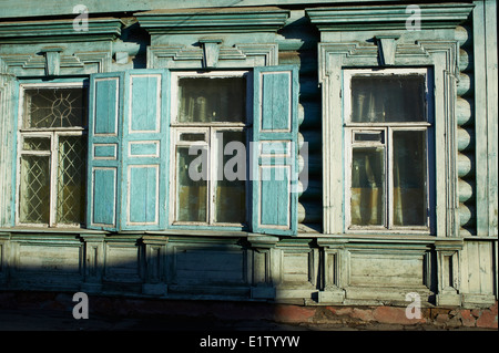 Russland, Sibirien, Irkutsk, Holzarchitektur Stockfoto