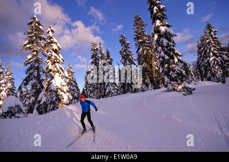 Nordic Skate Skifahren in Cypress Mountain Ski Area, Hollyburn Berg. Cypress Bowl, West Vancouver. British Columbia, Kanada Stockfoto