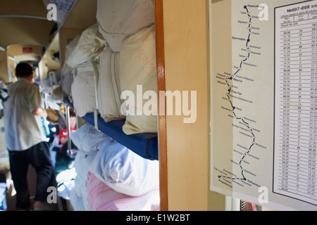 Russland, Transsibirische Zug in Sibirien, Passagiere bis Vladivostok Stockfoto