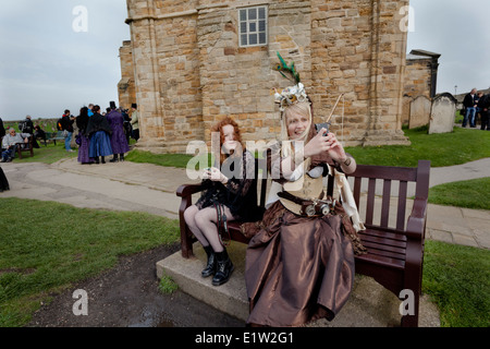 Steam Punk Selfie Whitby Gothic Festival April 2014 Stockfoto