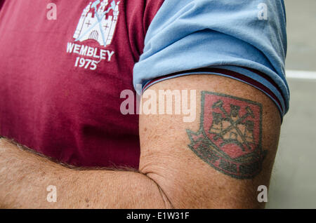 West Ham United Fan Tattoo, East London, England Stockfoto