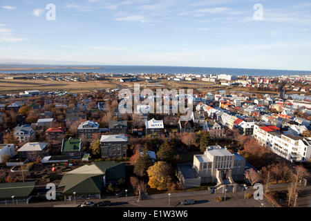 Luftaufnahme von Reykjavik, Island Stockfoto