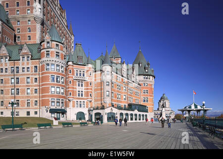 Chateau Frontenac und Dufferin Terrace, Quebec Stadt, Quebec, Kanada Stockfoto