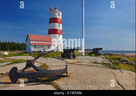 Pointe-des-Monts Leuchtturm, Baie Trinite, Quebec, Kanada Stockfoto