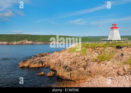 Leuchtturm auf Cape Breton, Neils Harbour, Nova Scotia, Kanada Stockfoto