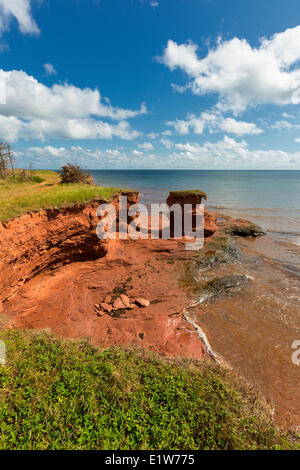 Erodiert roten Sandsteinfelsen, Kildare Capes, Prince Edward Island, Canada Stockfoto