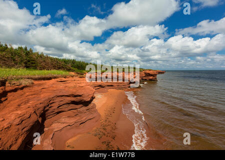 Erodiert roten Sandsteinfelsen, Kildare Capes, Prince Edward Island, Canada Stockfoto