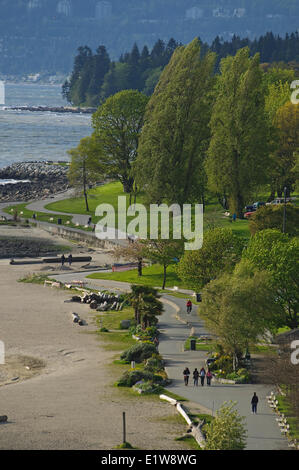 English Bay, False Creek Ufermauer, West End Viertel, Vancouver, Britisch-Kolumbien, Kanada Stockfoto