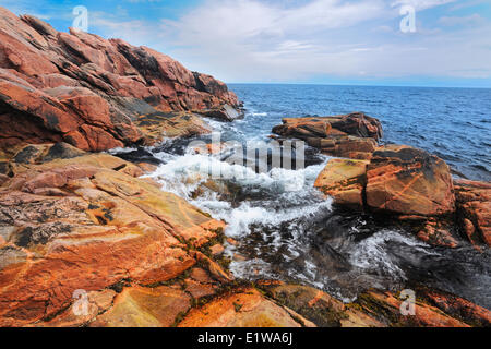 Felsenküste am Cabot Trail, Cape Breton Highlands National Park, Nova Scotia, Kanada Stockfoto