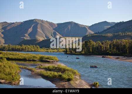 Wildwasser-rafting auf dem Snake River, Jackson Hole, WY Stockfoto