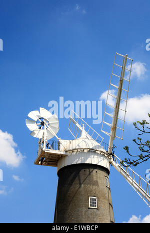 Eine detaillierte Ansicht der großen Bircham Windmühle in Norfolk, England, Vereinigtes Königreich. Stockfoto