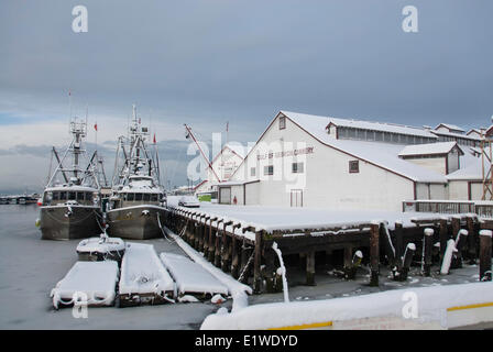 Winterzeit für den Golf von Georgien Cannery, Steveston, Richmond, Metro Vancouver, British Columbia, Kanada Stockfoto