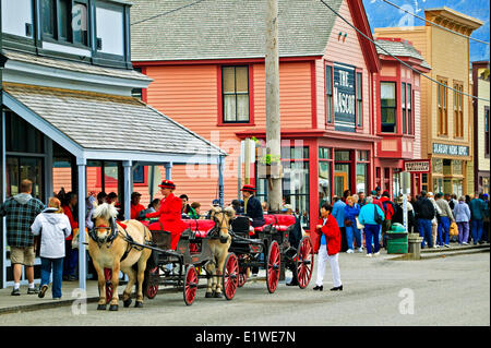 Pferd und Buggy-Touren, Skagway, Inside Passage, Alaska, Vereinigte Staaten von Amerika Stockfoto