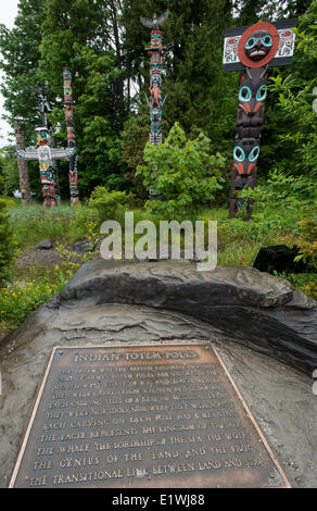 Fisrt Nations Totempfähle im Stanley Park, Vancouver British Columbia, Kanada Stockfoto