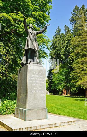 Lord Stanley Statue, Stanley Park, Vancouver, Britisch-Kolumbien, Kanada Stockfoto