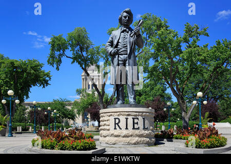 Louis Riel Statue auf Legislative Building Manitoba, Winnipeg, Manitoba, Kanada Stockfoto