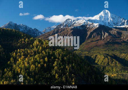 Szene des ersten Schnees auf Chugach Berge entlang Glenn Highway, Alaska, USA Stockfoto