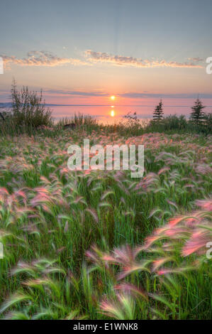 Sonnenuntergang über Colville Lake, Nordwest-Territorien, Kanada. Stockfoto